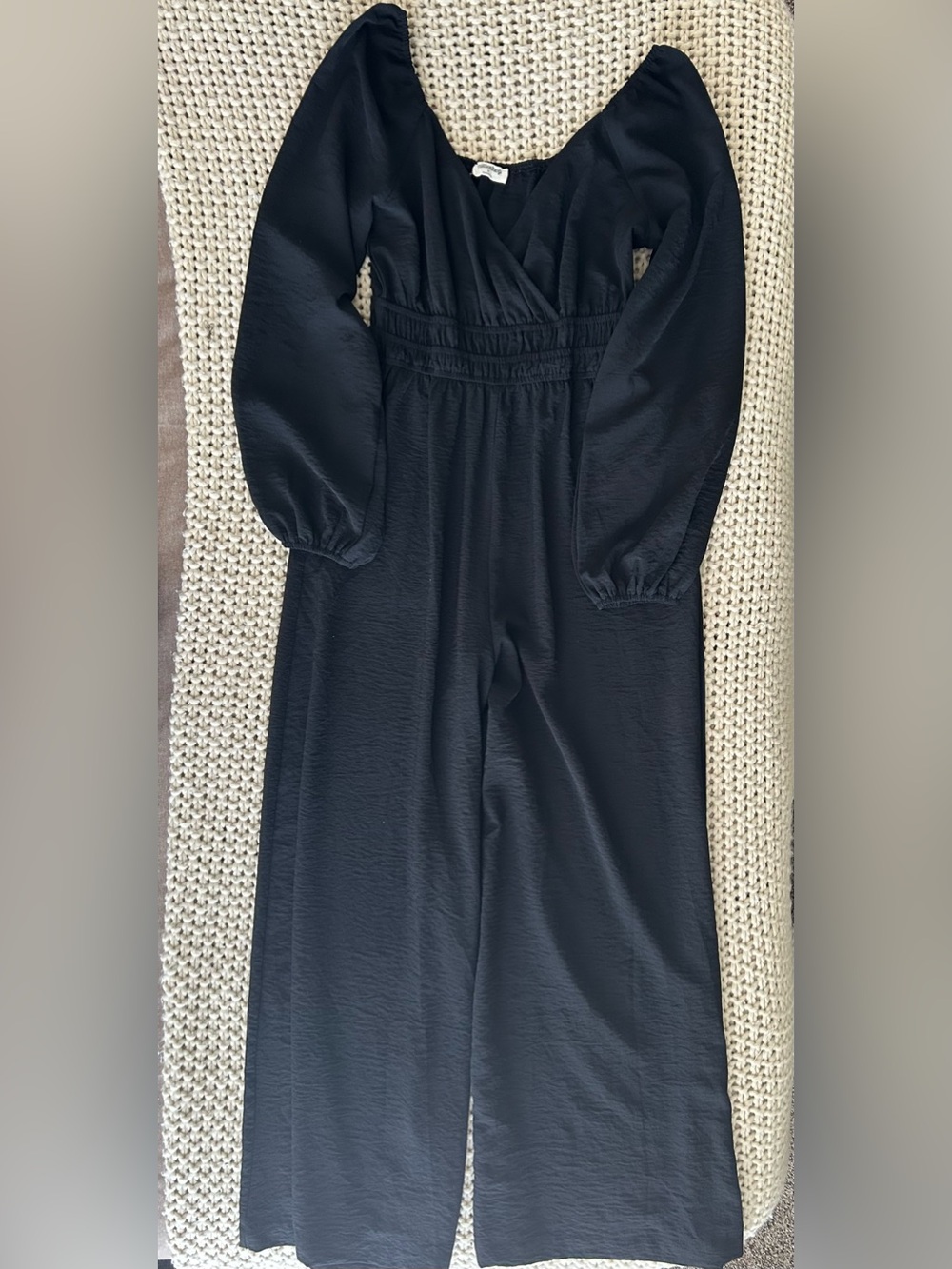 Black Long Sleeve Wide-Leg Jumpsuit